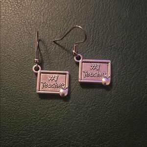 Silver #1 Teacher Earrings